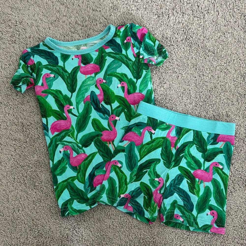 Like NEW 2T Little Sleepies Flamingo Short Sleeve and Shorts smoke pet free home